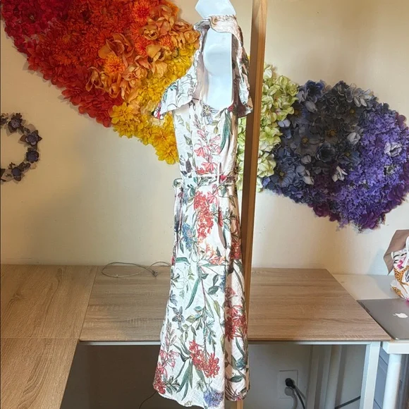 Zara Floral Button Down Off The Shoulder Dress - Picture 12 of 13